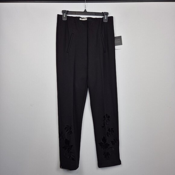 John Mark Pants - John Mark Women’s Black Dress Pants Size S With Embroidered Velvet Flowers (52)